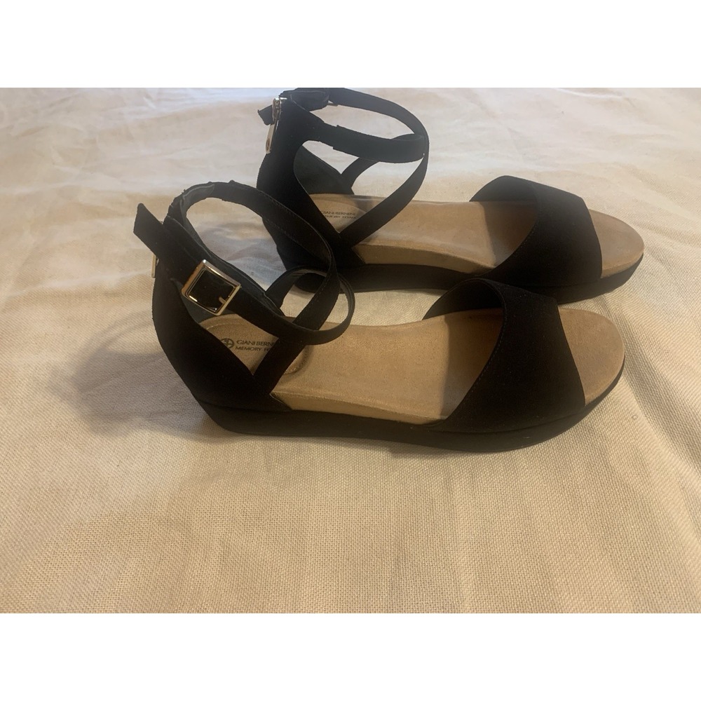 Giani Bernini Size 11 Faux Suede Black Ellenaa Block Heel Dress Sandal Shoes